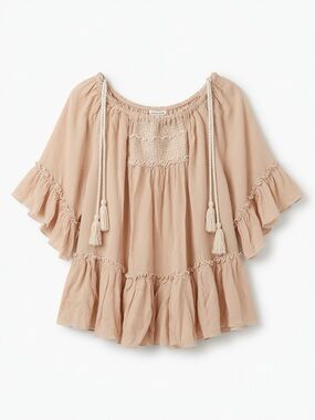 Surf Gypsy Smocked Tassel Peasant Top